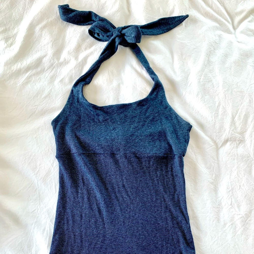 Michael Stars classic Halter! Deep blue + metallic one size fits most, so soft